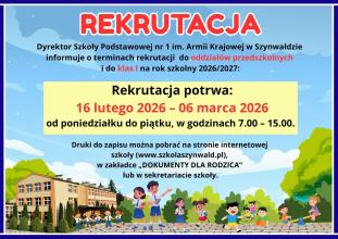 REKRUTACJA UCZNIÓW DO ODDZIAŁÓW PRZEDSZKOLNYCH I KLAS I